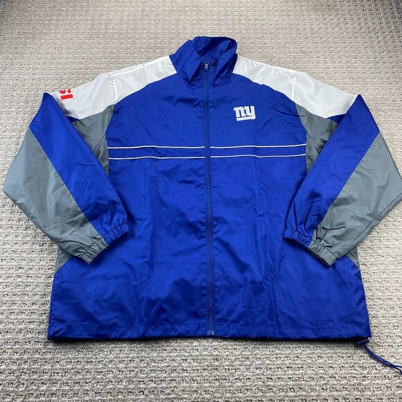 NY Giants Windbreaker Jacket Men Extra Large XL Blue Full Zip Sports Illustrated - Picture 1 of 10